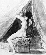 Francisco de goya y Lucientes Nude Woman Holding a Mirror oil painting reproduction